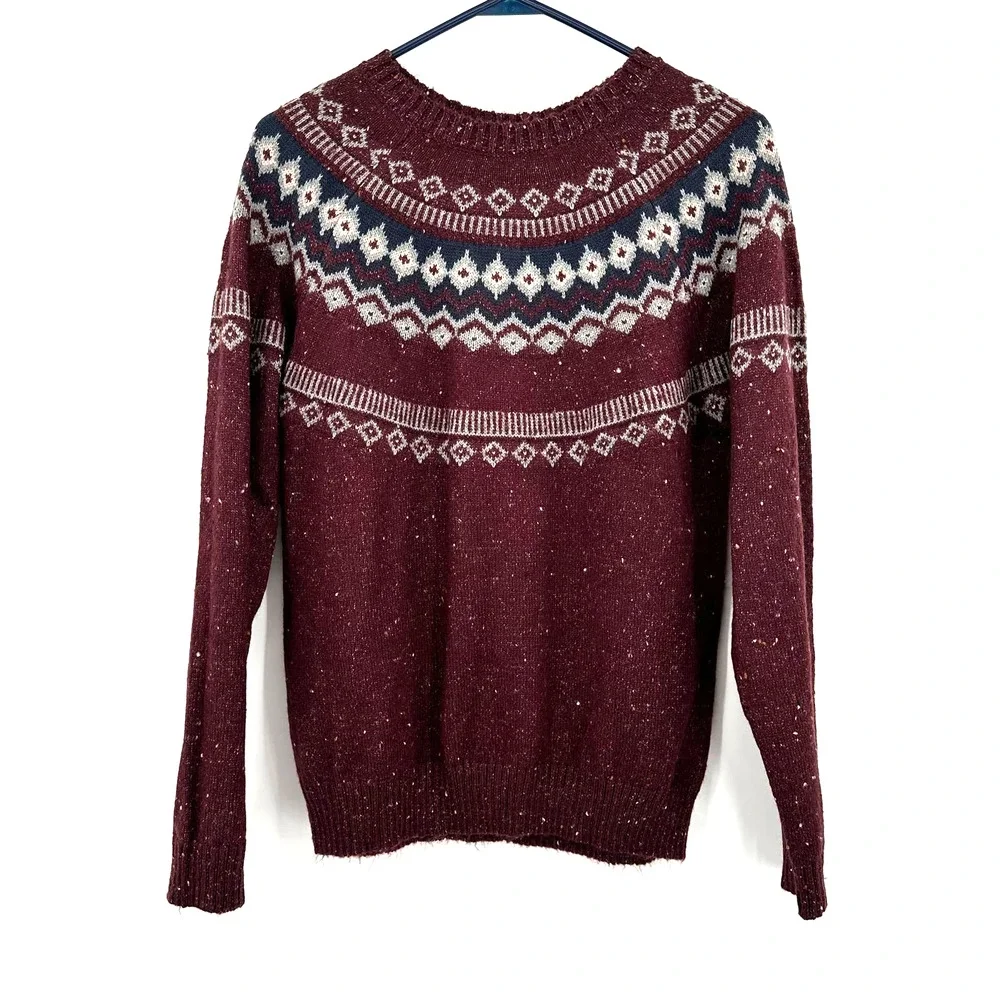 Weatherproof Vintage size Medium pullover style sweater fair‎ isle deep purple